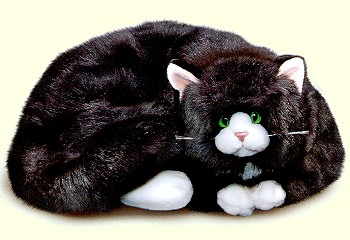 black white cat plush