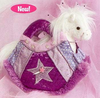 Sparkle Plush White Horse With Carrier