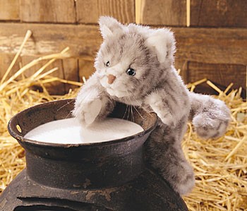 stuffed grey tabby cat