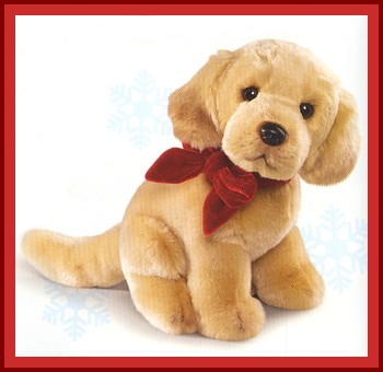 Russ Berrie Stuffed Plush Yellow Lab with a Bow