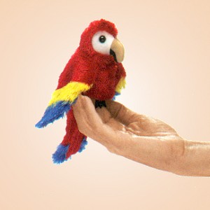Folkmanis Stuffed Plush Mini Scarlet Macaw Finger Puppet