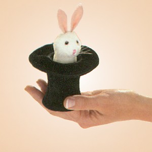 Folkmanis Stuffed Plush Mini Rabbit in Hat Finger Puppet