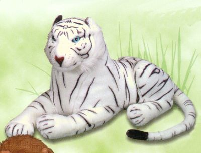 stuffed white tiger with blue eyes