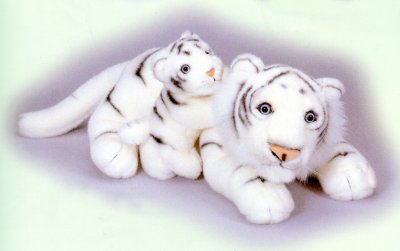 Stuffed Plush White Tiger Mom & Cub