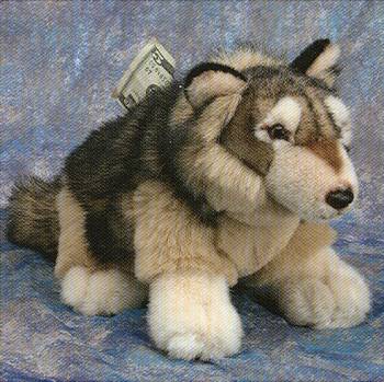 Stuffed Plush Wolf Bank