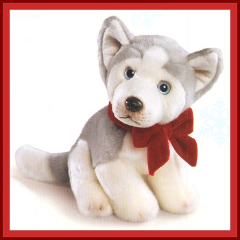 Russ Berrie Stuffed Plush Husky Puppy with a Bow