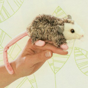 Folkmanis Stuffed Plush Mini Opossum Finger Puppet