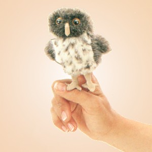 Folkmanis Stuffed Plush Mini Spotted Owl Finger Puppet